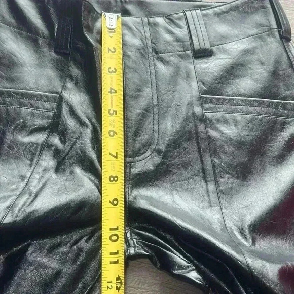 NWT Free People Star Crossed Lovers Patent Leather Straight Pants Black Sz 0 - Picture 14 of 16